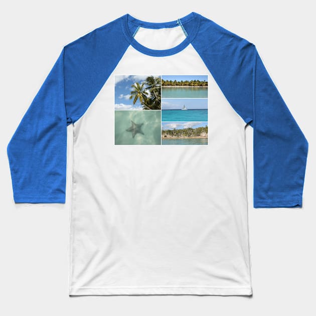 Caribbean Travel Vacation Photo Collage Baseball T-Shirt by Christine aka stine1